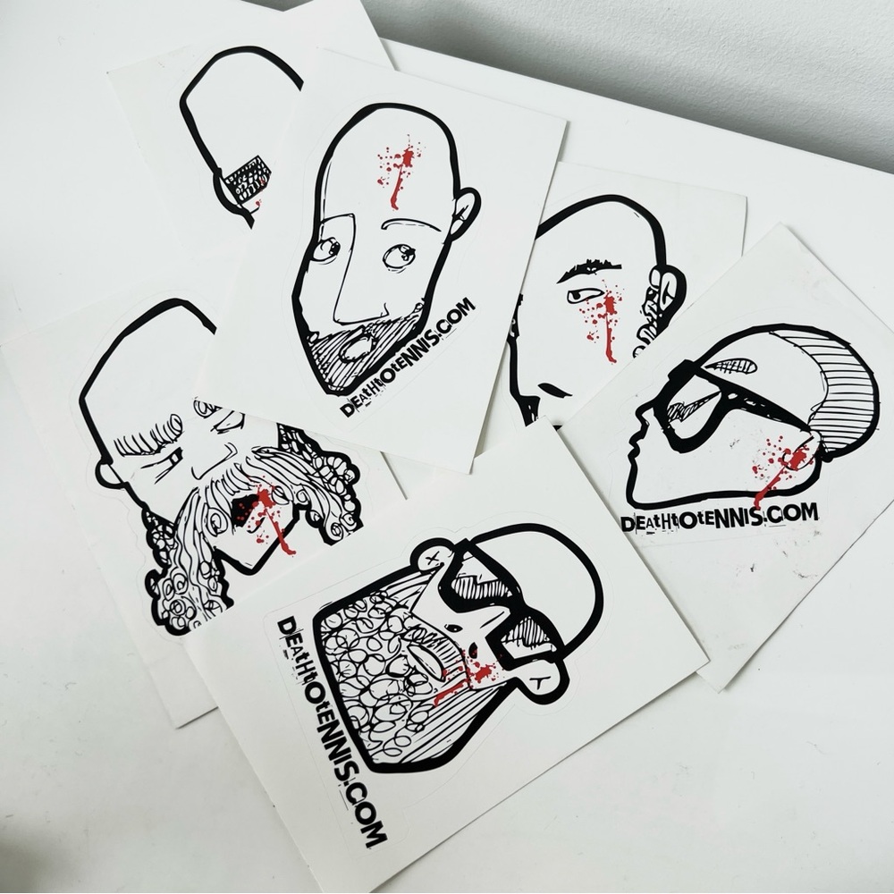 Death to Tennis hand drawn design sticker pack